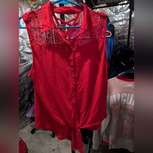 Tie Front Button Down Tank